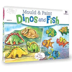 TOYKRAFTT - Mould & Paint Dinos & Fish, Craft Kit for Kids