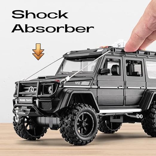 Nino's Mercedes-Benz Brabus 4x4 Diecast Car, 1:24 Scale, Pull Back with Lights & Sound (Blue & Black)