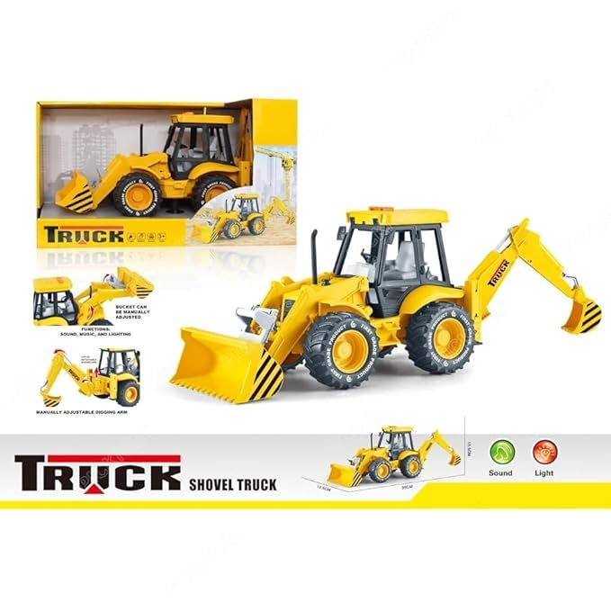 Nino's 2-in-1 JCB Excavator & Bulldozer Toy with Lights, Sounds & Moveable Parts