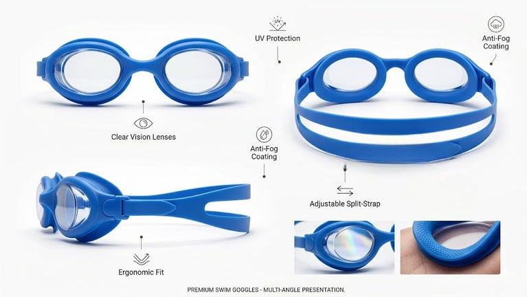 Swimming Goggles for Kids and Adults Anti Fog UV Protection Adjustable Strap Summer Swim Gear