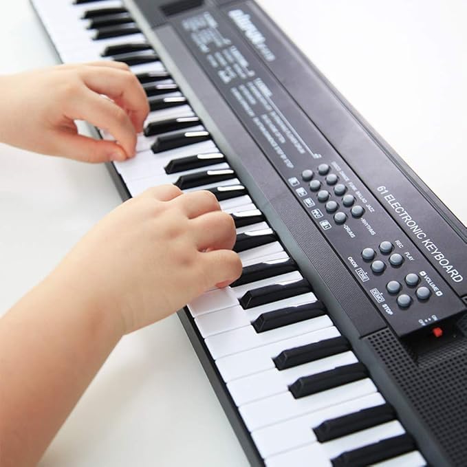 Ninos Piano with Mic 61 Keys 8 Tones,5 Rhythms, 6 Demos,5 Percussions Portable Electronic Keyboard Toy