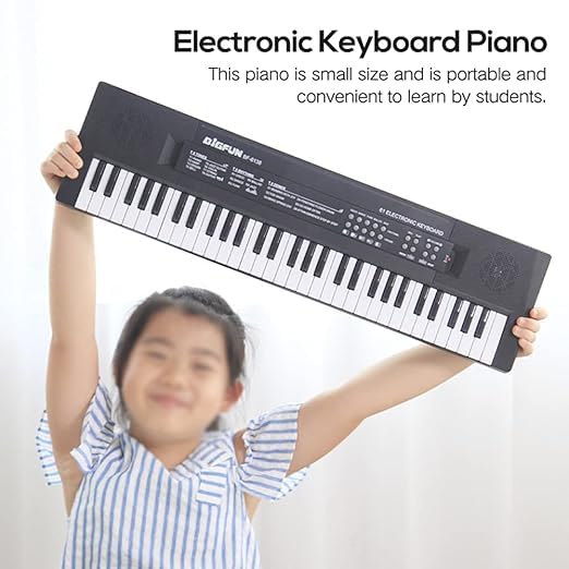 Ninos Piano with Mic 61 Keys 8 Tones,5 Rhythms, 6 Demos,5 Percussions Portable Electronic Keyboard Toy