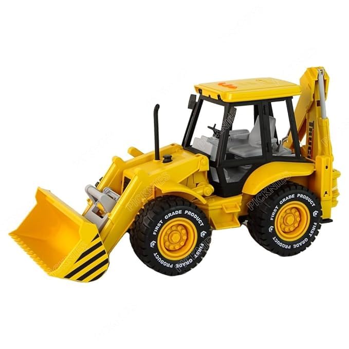 Nino's 2-in-1 JCB Excavator & Bulldozer Toy with Lights, Sounds & Moveable Parts