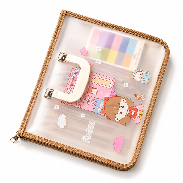 Plastic Document Carry Folder with Handle | A4 Expanding File Bag | Waterproof Portable Art School Organizer