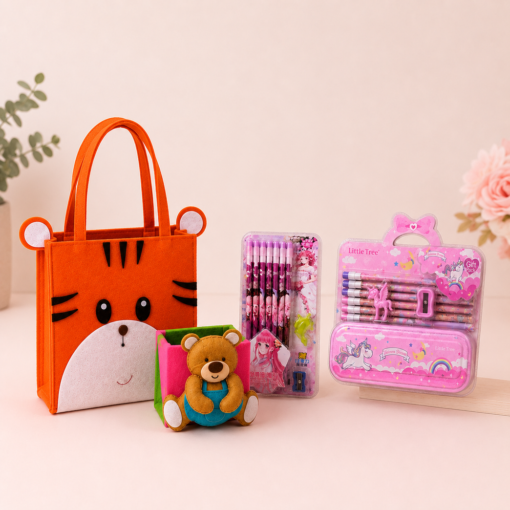 Complete Kids School Bundle | Tiger Tote, Pencil Kit & Teddy Organizer