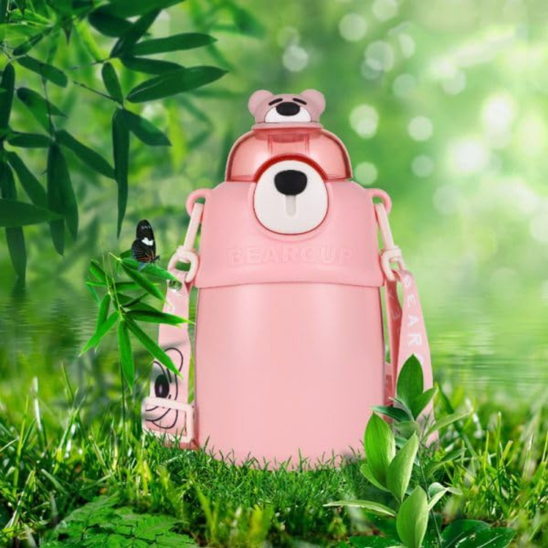 Ninos Kids Hot & Cold Stainless Steel Water Bottles for Kids 700 ml - With Teddy Bear Design