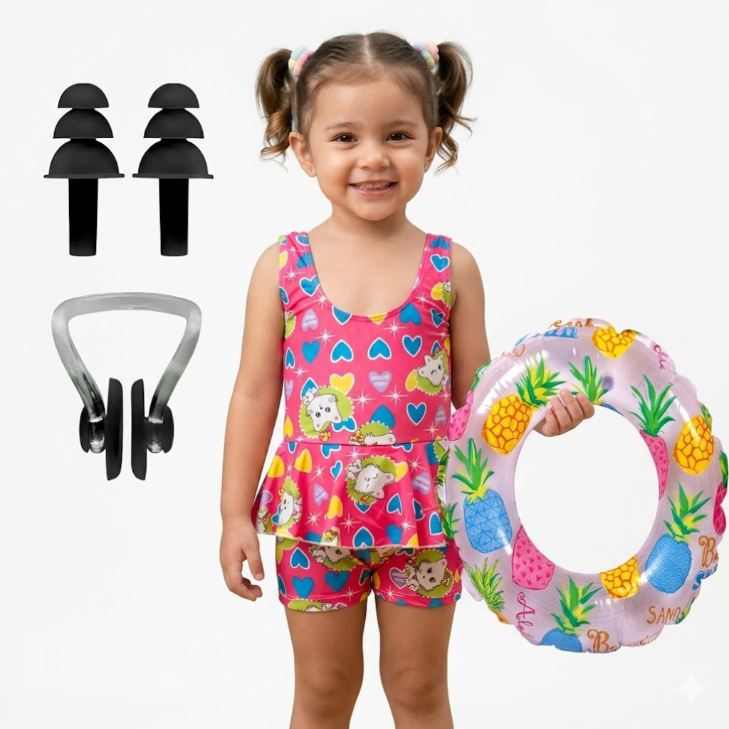 Ninos Kids Swimwear Set Girls Soft Comfortable Summer Beach Wear Cute Printed Swimming Dress