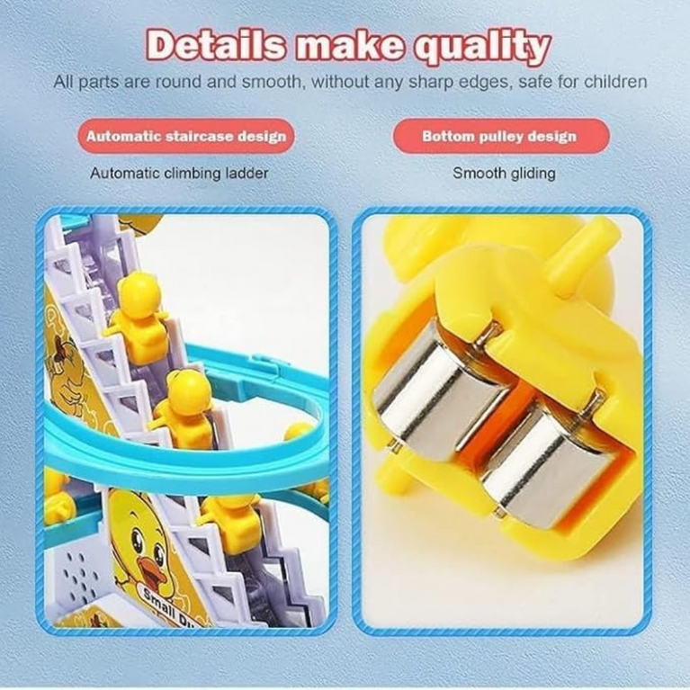 Nino's Duck Track Toy with Lights & Music – Stair Climbing Escalator Playset with 3 Ducks