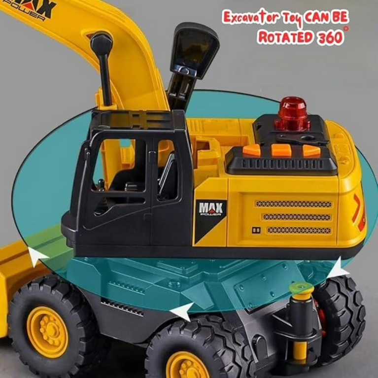 Nino's Oversized Excavator Toy Truck with Lights, Music & Smoke (Yellow)