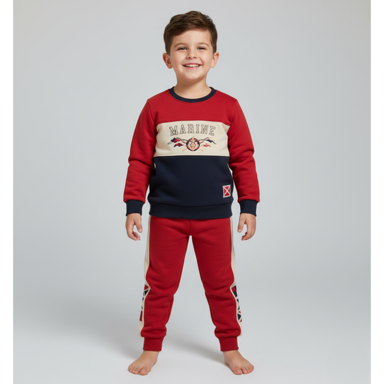 CUCUMBER- Fleece Knit Full Sleeves T-Shirt & Lounge Pant Set With Text Print