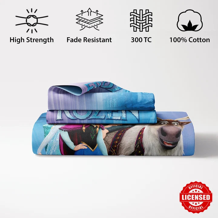 Disney Frozen Digital Printed 300TC Cotton Bedsheet