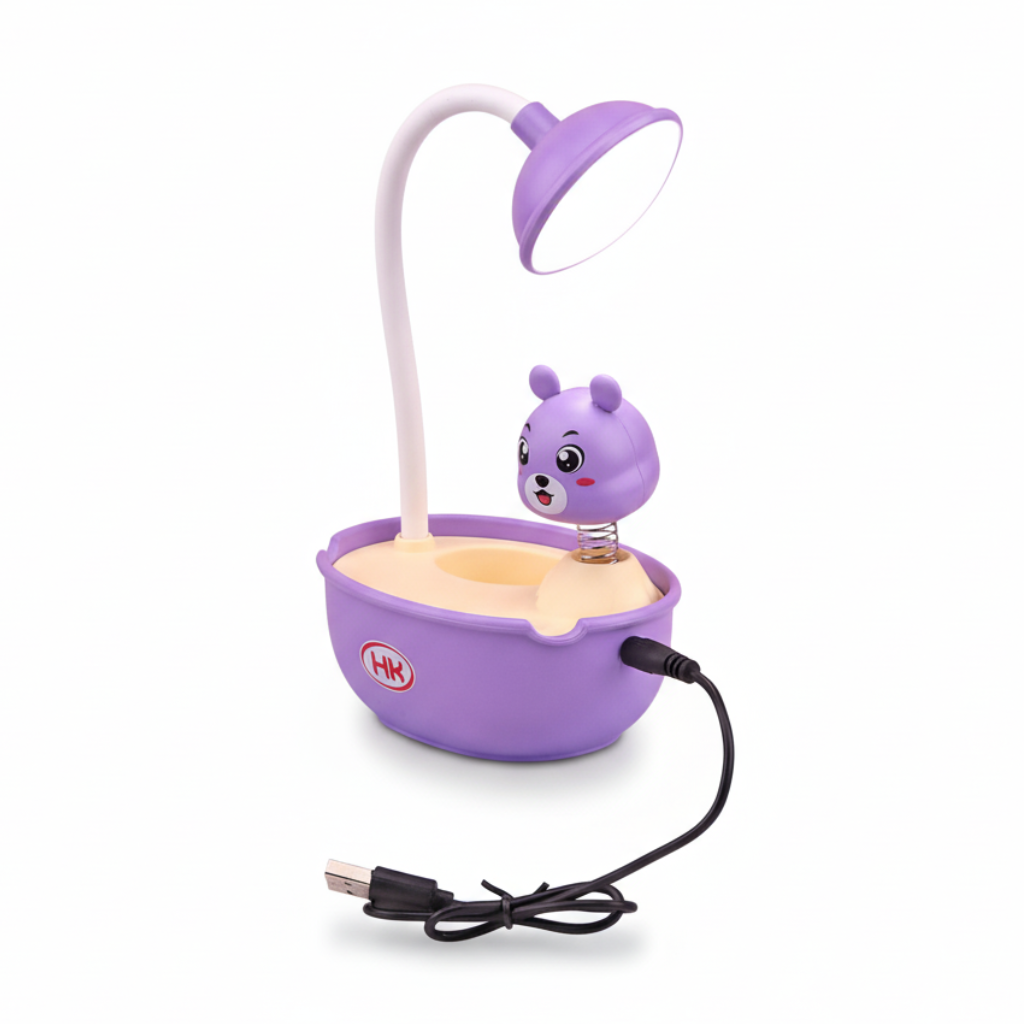 Nino's World Cute Bear LED Desk Lamp – Purple, 15 cm
