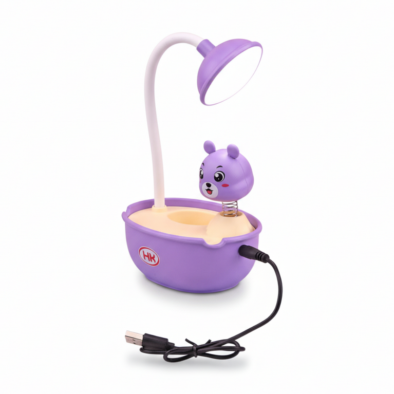 Nino's World Cute Bear LED Desk Lamp – Purple, 15 cm