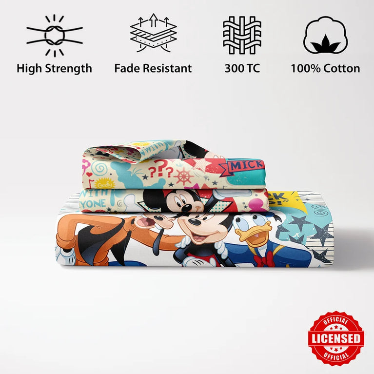 Disney Mickey Mouse Digital Printed 300TC Cotton Bedsheet