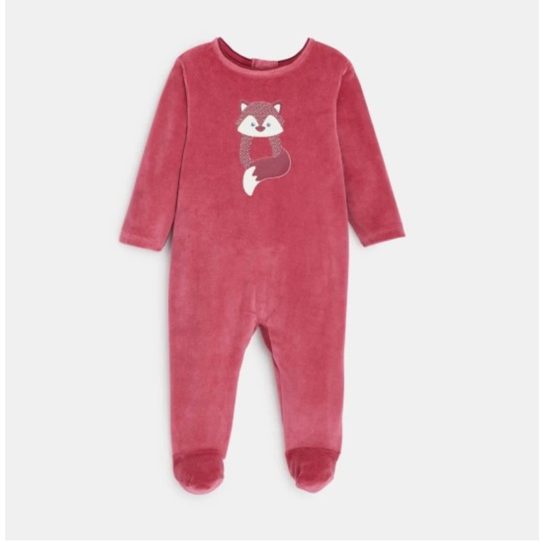 Velour Knit Full Sleeves Winter Wear Footed Sleep Suit
