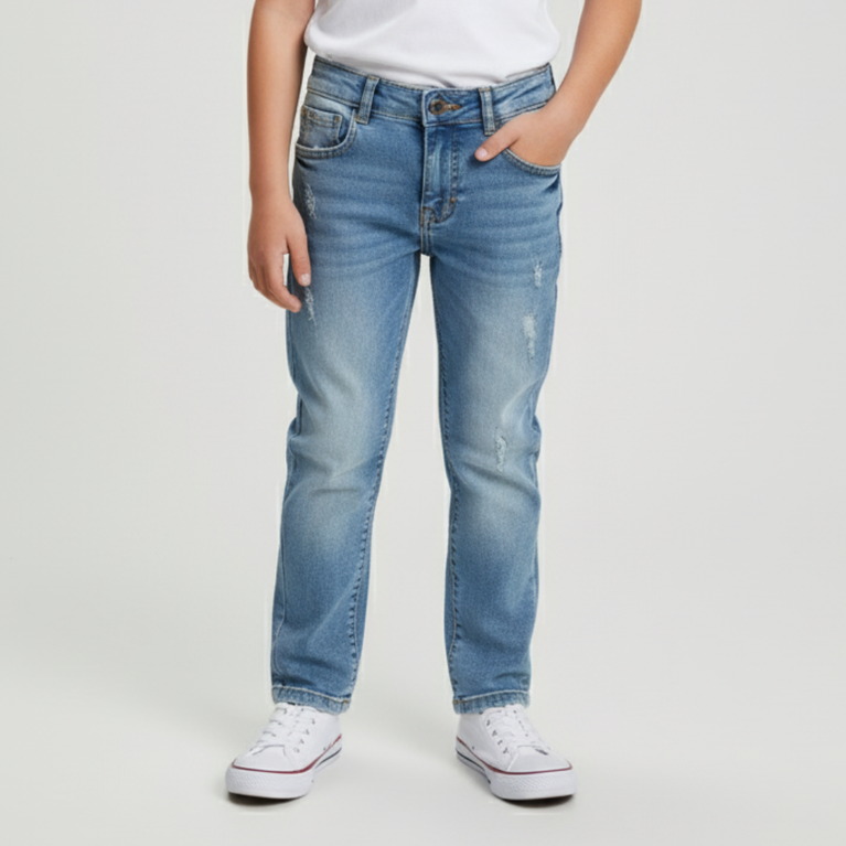 Hamleys - Kids' Slim-Fit Mid-Wash Distressed Denim Jeans