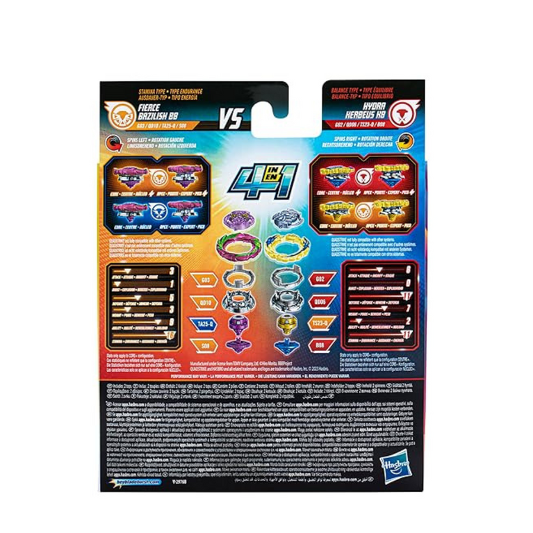 Beyblade Burst QuadStrike Fierce Bazilisk B8 and Hydra Kerbeus K8 Spinning Top Dual Pack