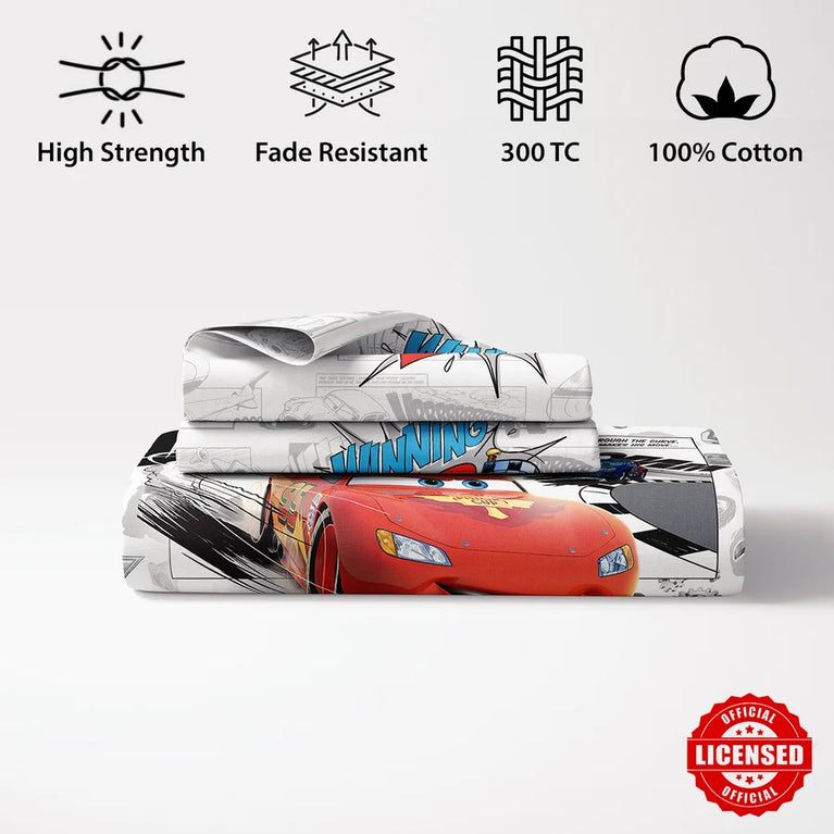 Disney Pixar Cars Digital Printed 300TC Cotton Bedsheet (Lap)