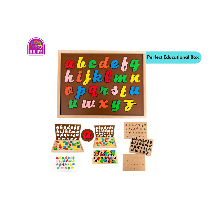 HILIFE - English Alphabet Puzzle 3-Layers Cursive Writing | Wooden ABC Letters Colorful Educational Puzzle Toy