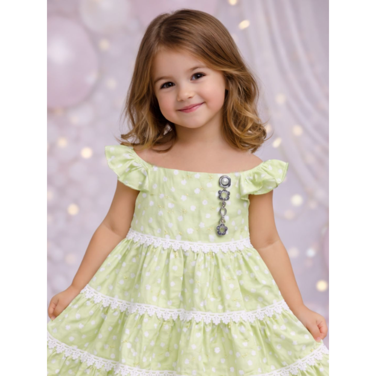 Baby Girls Polka Dot Layered Frock Dress with Ruffle Sleeves | Soft Cotton Party & Casual Wear
