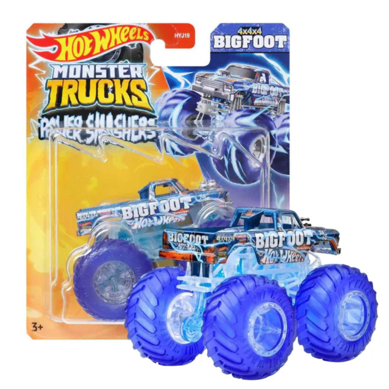 Hot Wheels Red Toyota Pickup Truck & Bigfoot Monster Truck for Kids 1:64 Die Cast Off Road Toy Set