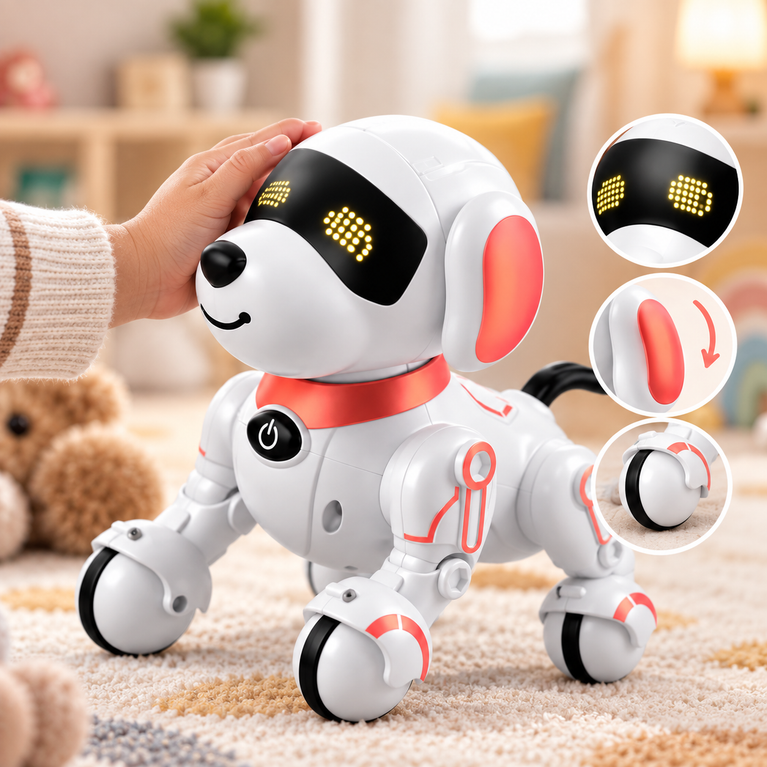 Interactive Robot Dog Toy with Music, Lights and Remote Control