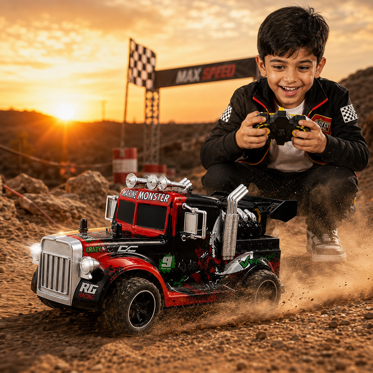 Hornet RC Spray Light Truck with 2.4GHz Remote Control, LED Lights &amp; Mist Spray – Rechargeable Racing Toy for Kids