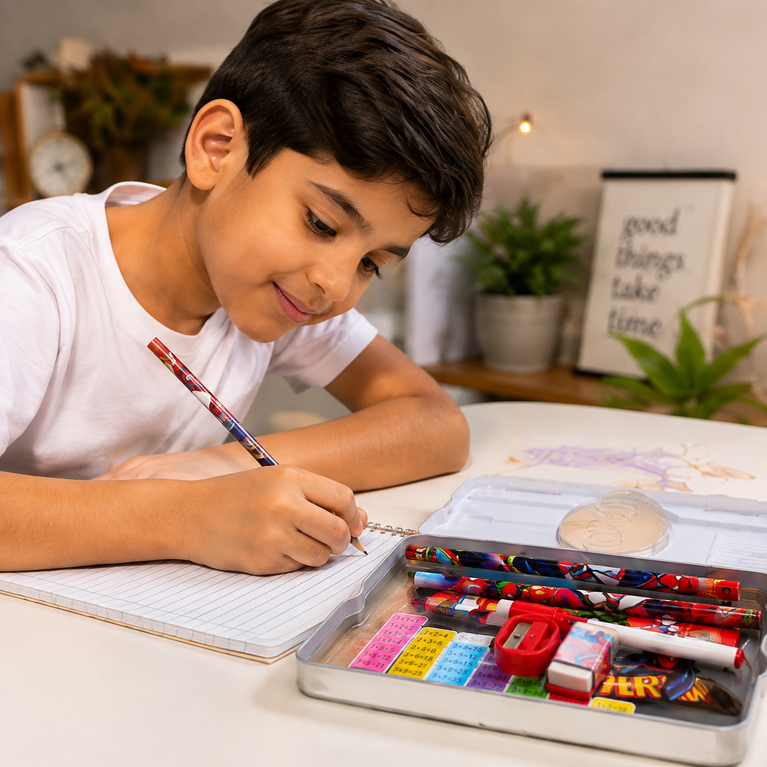 Spider-Man Multipurpose Stationery Box for Kids | Pencil Box with Writing & Learning Accessories