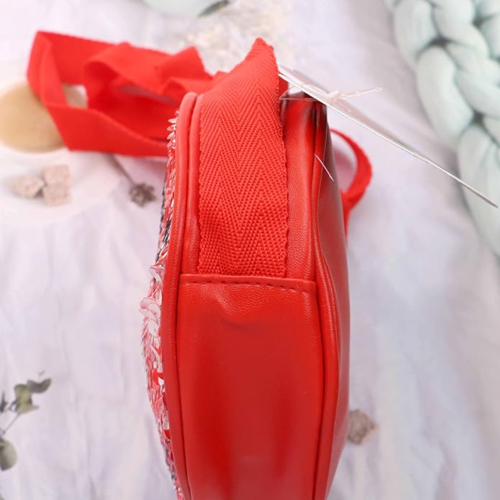 Red Sequin Character Sling Bag for Kids | Cute Round Crossbody Bag