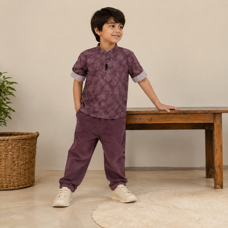 Printed Kurta Style Shirt & Pants Set