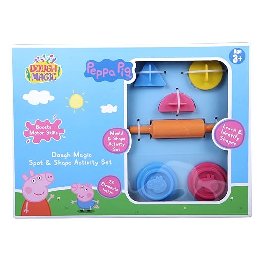 Dough Magic Peppa Pig Spot & Shape Activity Set With Moulding Lid |Water based Soft Dough