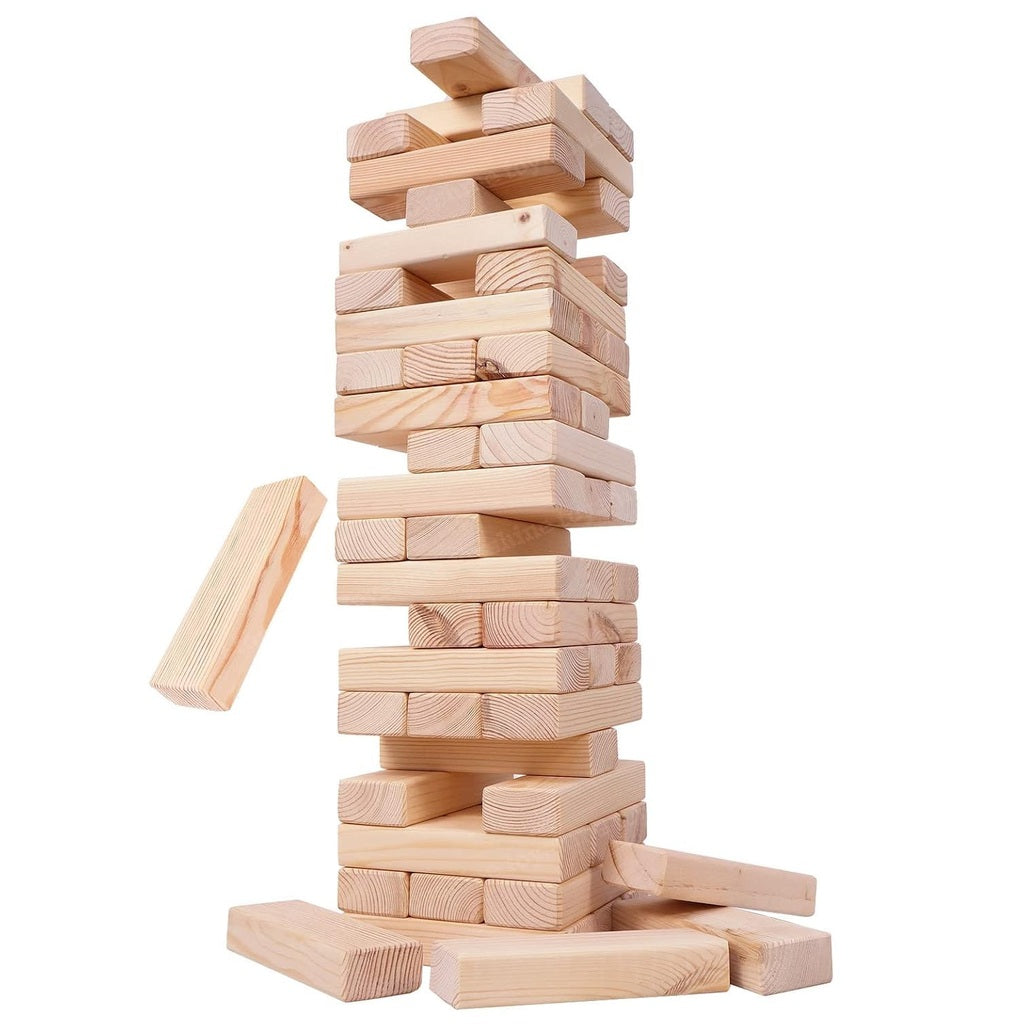 Giant Wooden Tumbling Tower Game – 54 Premium Solid Wood Blocks for Kids & Family