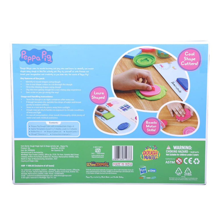 Dough Magic Peppa Pig Spot & Shape Activity Set With Moulding Lid |Water based Soft Dough