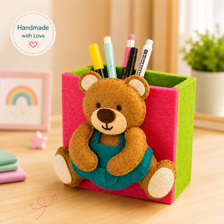 Kids School Essentials Bundle | Tiger Tote Bag, Teddy Organizer & Stationery Set