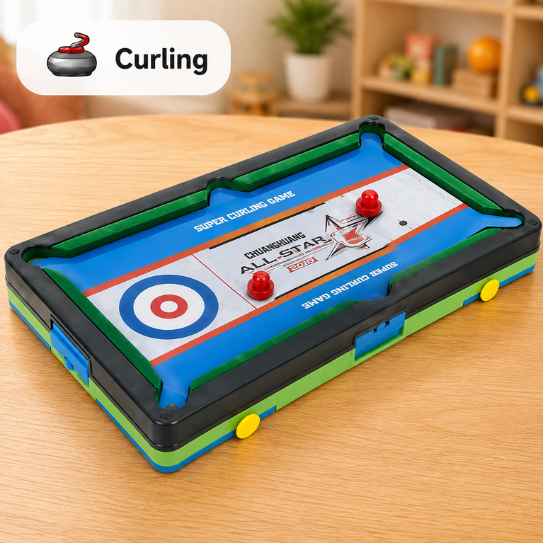 7-in-1 Tabletop Game Set for Kids | Mini Pool, Basketball, Football, Bowling, Golf, Air Hockey & Curling | Portable Indoor Family Board Game