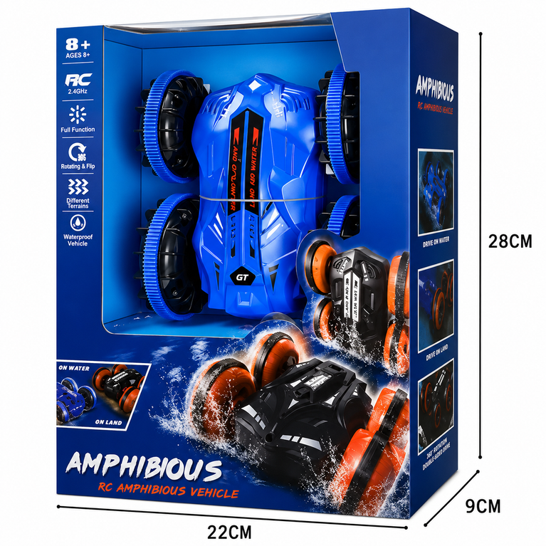 Amphibious RC Stunt Car – Land &amp; Water Remote Control Car for Kids