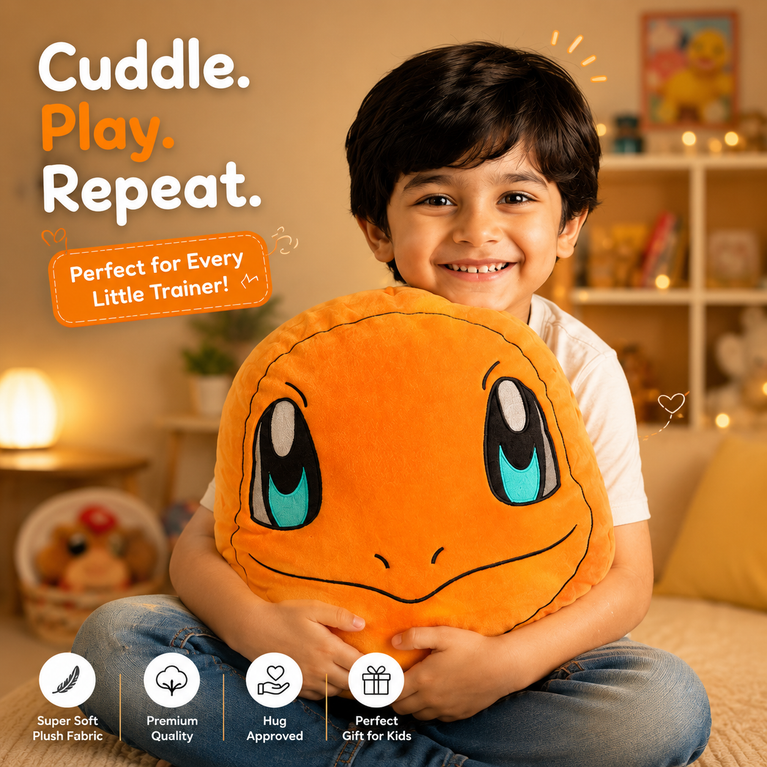 Cute Orange Character Plush Cushion – Ultra Soft Hug Pillow for Kids