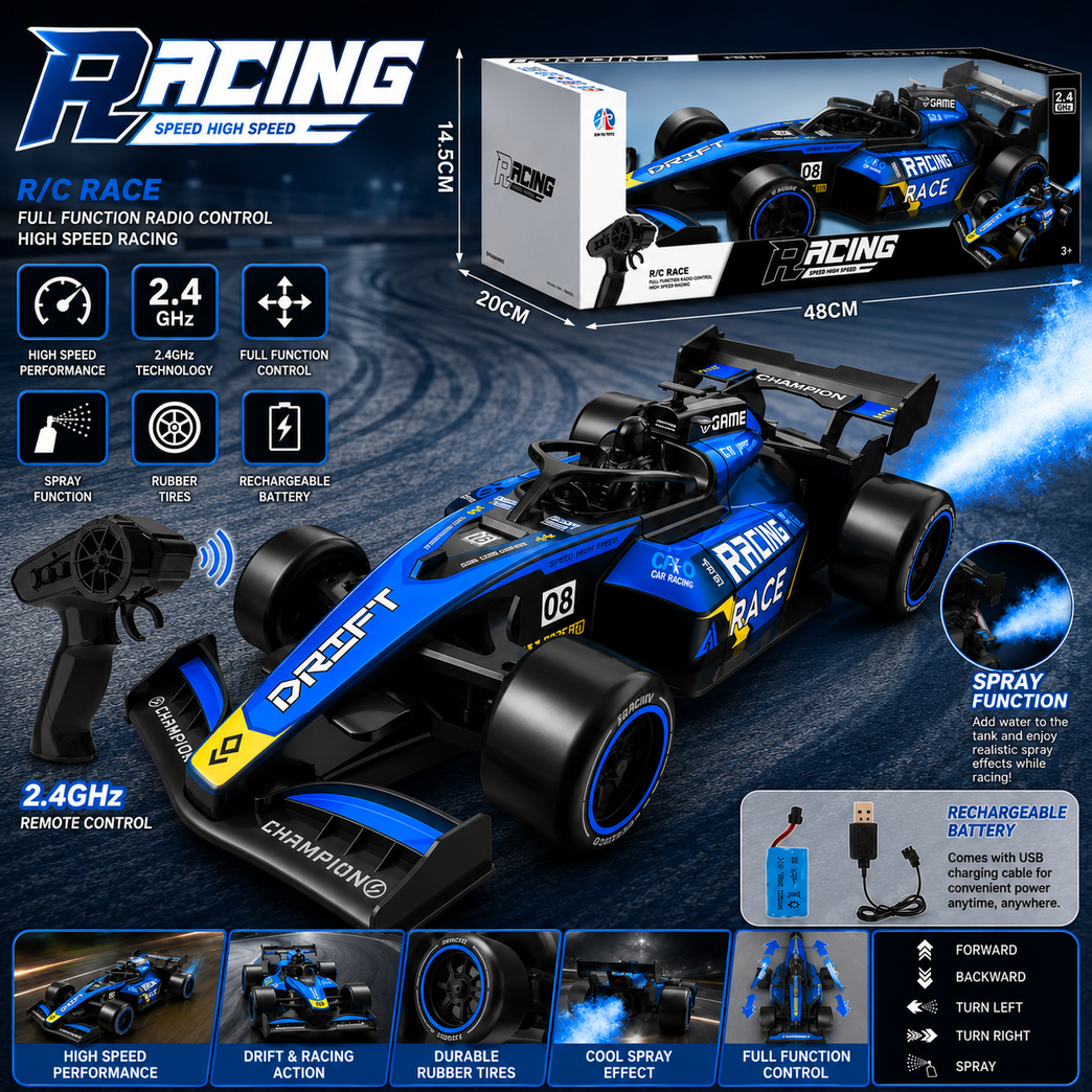 Race Champion 2.4GHz Remote Control Drift Formula Racing Car for Kids | High-Speed RC Car with Drift Tires | Ages 6+