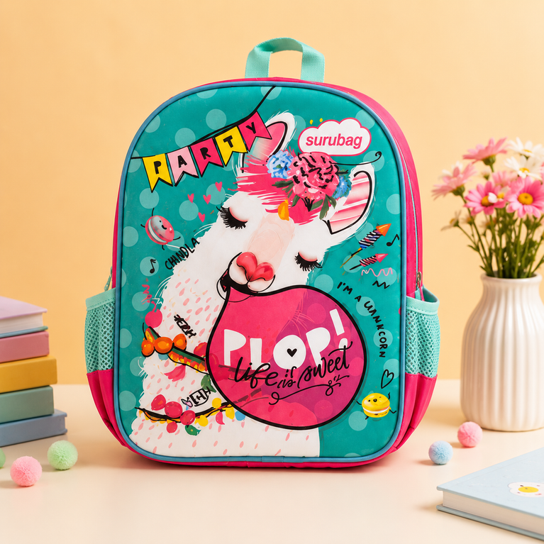 Llama Print Kids School Backpack with Adjustable Straps
