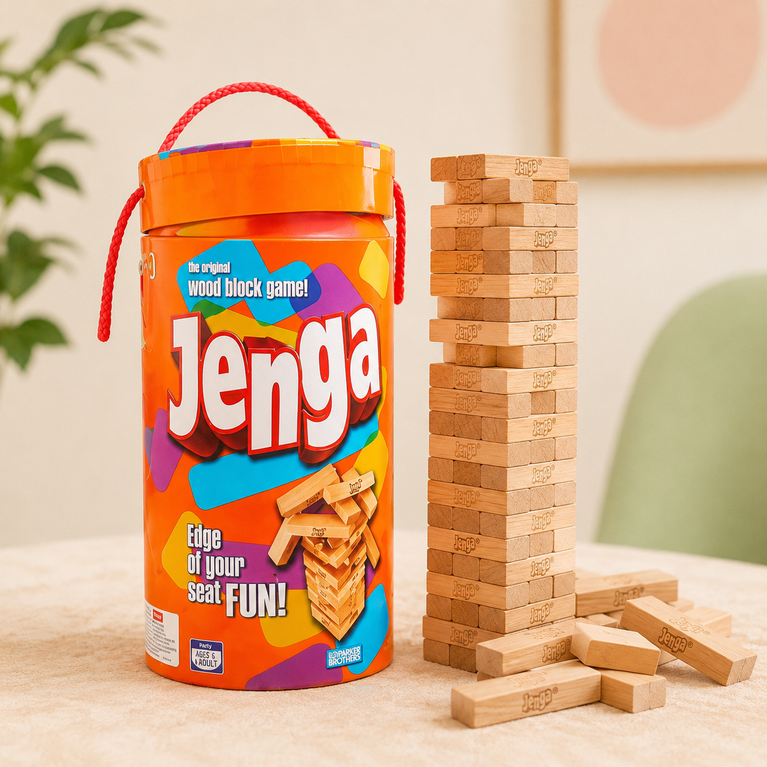 Wooden Tumbling Tower Block Game for Kids & Family | Classic Stacking & Balancing Game with Storage Bucket | Educational STEM Toy | 54 Wooden Blocks | Ages 6+