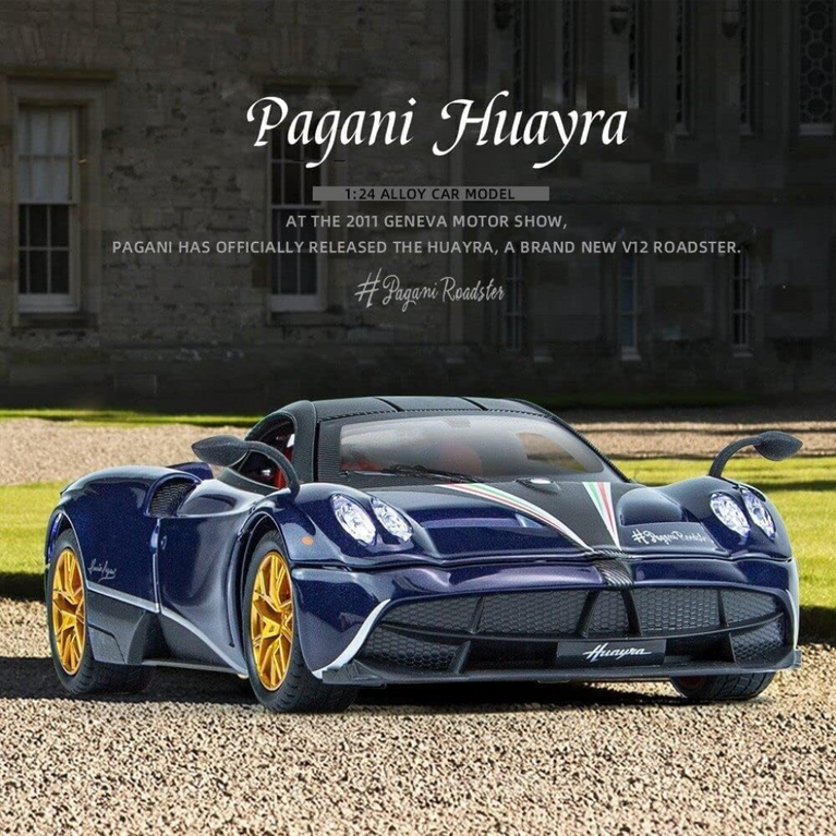 Nino's Pagani Huayra Dinastia 1:24 Diecast Car with Lights, Sound & Spray – Blue/Red