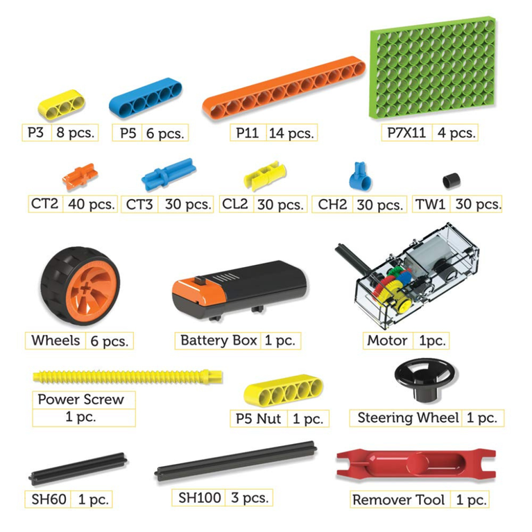 Blix Power Screw STEM Construction Toy Kit with Motorised Gearbox (186 Pieces)