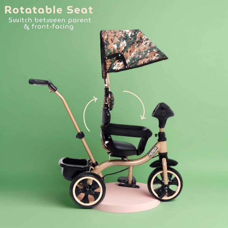 Fun Ride Aster 4-in-1 Kids Tricycle with Rotatable Seat & Parental Handle Adjustable Canopy for (1.5-5 Years)