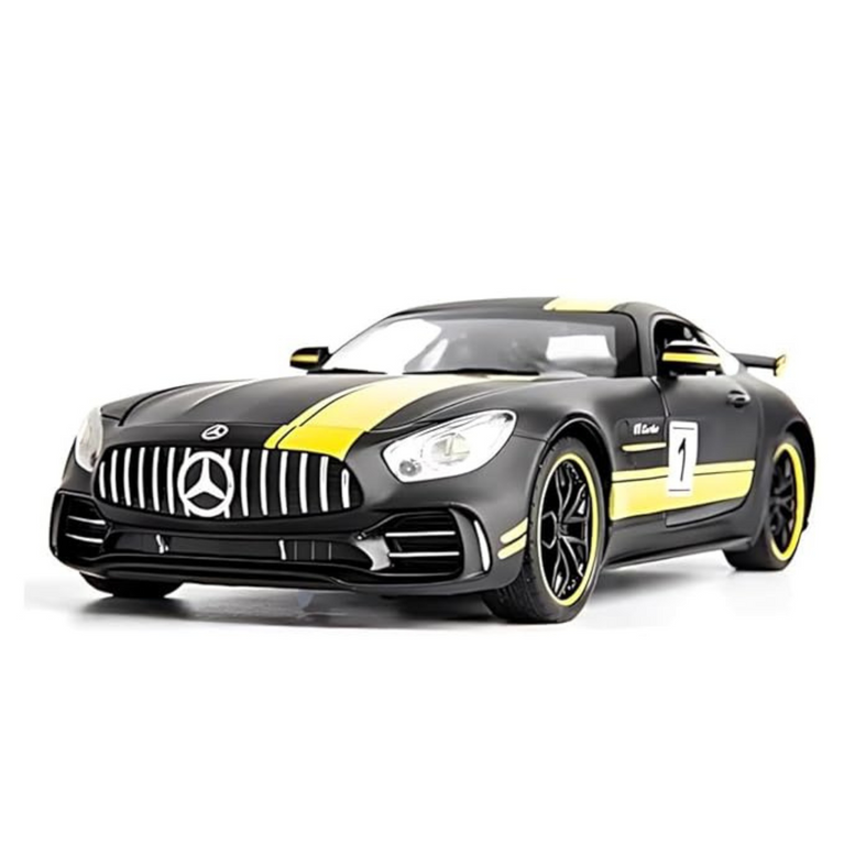 Nino's Die-Cast Mercedes Benz GTR Toy Car with Pull Back Action, Lights & Sound (White/Black)
