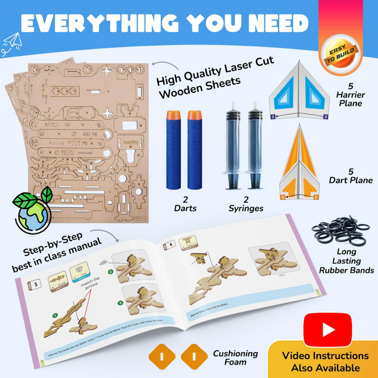 Smartivity 2-in-1 Hydraulic Aeroplane & Dart Launcher DIY Toy for Kids (6-14 Years)