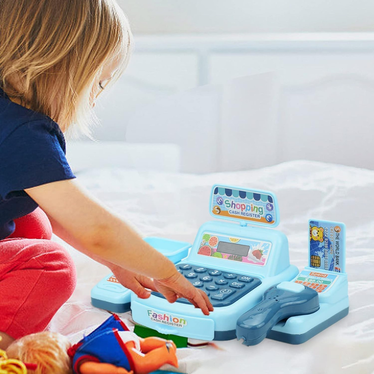 Kids Cash Register Toy Set Pretend Play Shopping Game with Scanner & Accessories