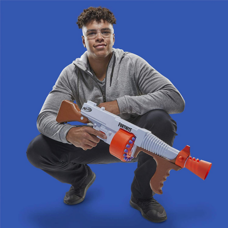 Nerf Fortnite DG Dart Blaster with 15-Dart Rotating Drum & Pump Action