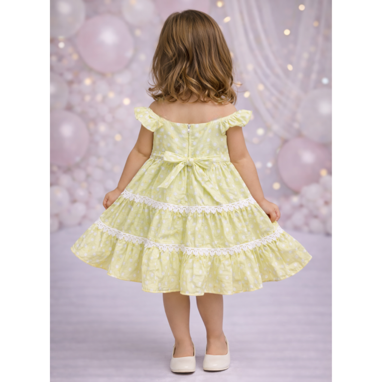 Baby Girls Polka Dot Layered Frock Dress with Ruffle Sleeves | Soft Cotton Party & Casual Wear