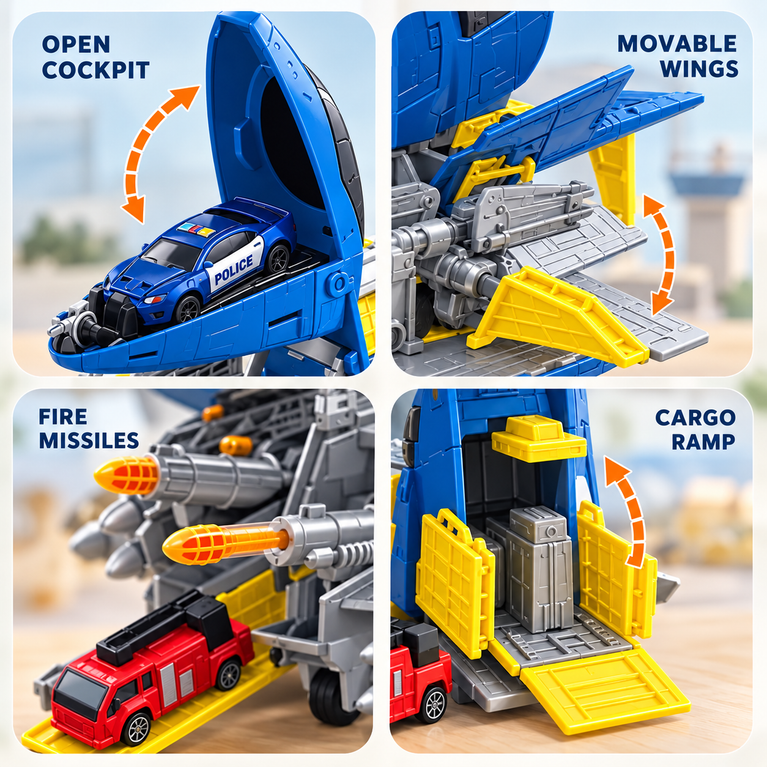 Rescue Aircraft Carrier Toy Set for Kids | Vehicle Playset