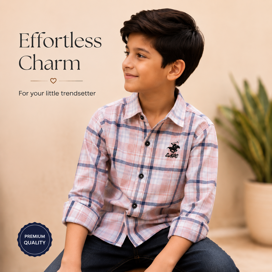 Premium Boys Pastel Checkered Full Sleeve Cotton Shirt